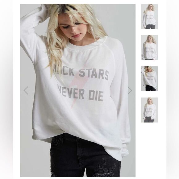 Rock Stars Never Die Recycled karma sweatshirt NWOT - Picture 1 of 4